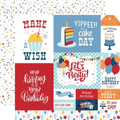 Echo Park Birthday Boy Designpapier - Multi Journaling Cards